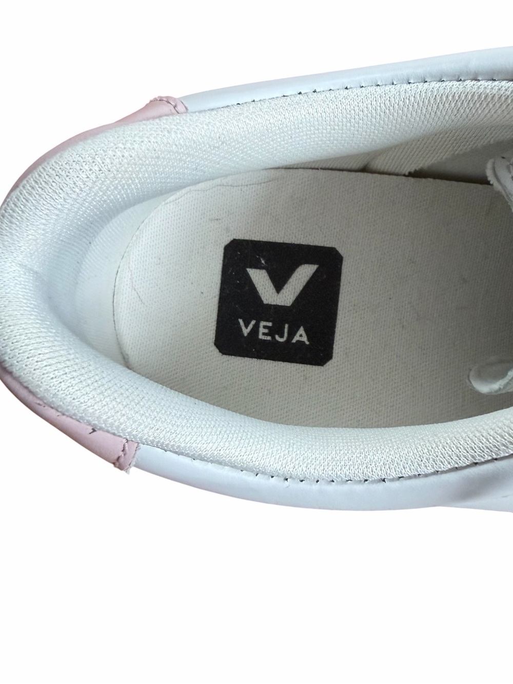 Veja Campo Esplar Leather White Petale Sneakers with Pale Pink V Accent - Picture 7 of 9